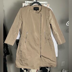 VGUC Lafayette 148 New York Asymmetric Zip Moto Trench Coat Rain Jacket Sz 8